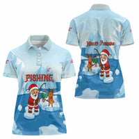 Christmas Fishing Women Polo Shirt with Santa Claus Reindeer Iceberg and Merry Fishmas Design - Wonder Print Shop