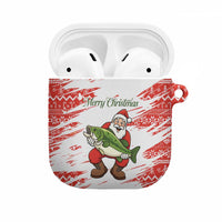 Christmas Fishing AirPods Case with Santa Claus Fish Tree and Red Snowflake Pattern - Wonder Print Shop