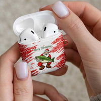 Christmas Fishing AirPods Case with Santa Claus Fish Tree and Red Snowflake Pattern - Wonder Print Shop