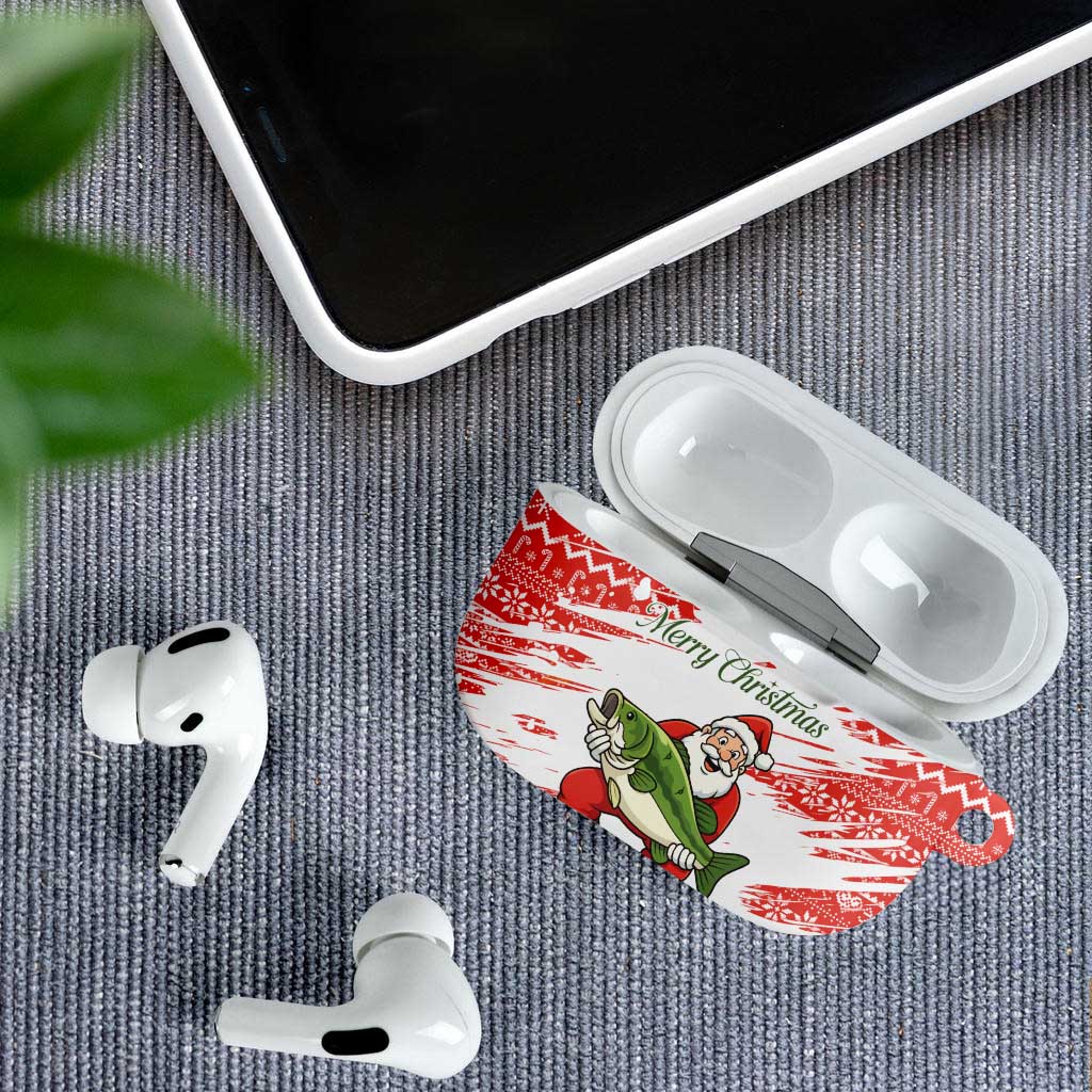 Christmas Fishing AirPods Case with Santa Claus Fish Tree and Red Snowflake Pattern - Wonder Print Shop