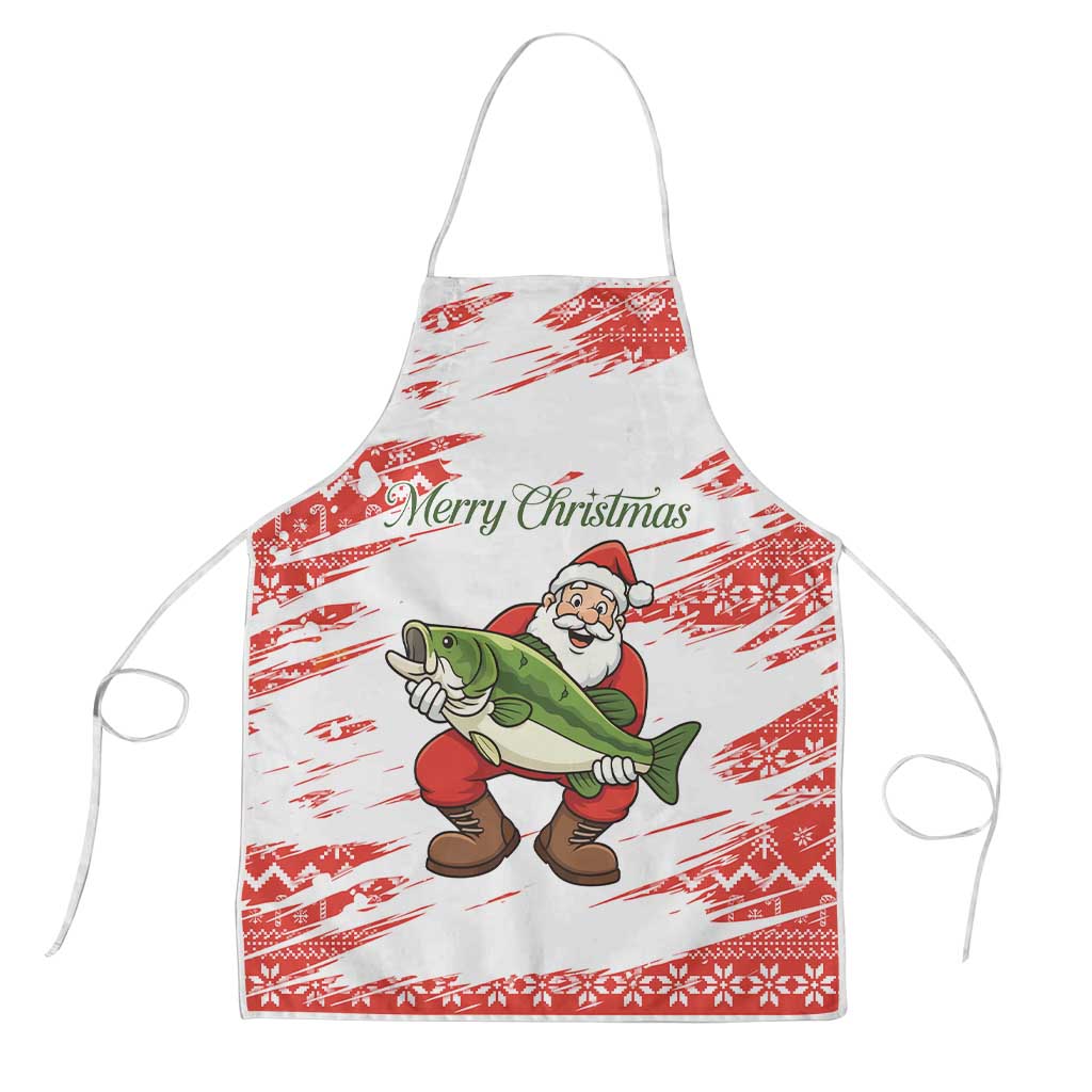 Christmas Fishing Apron with Santa Claus Fish Tree and Red Snowflake Pattern - Wonder Print Shop