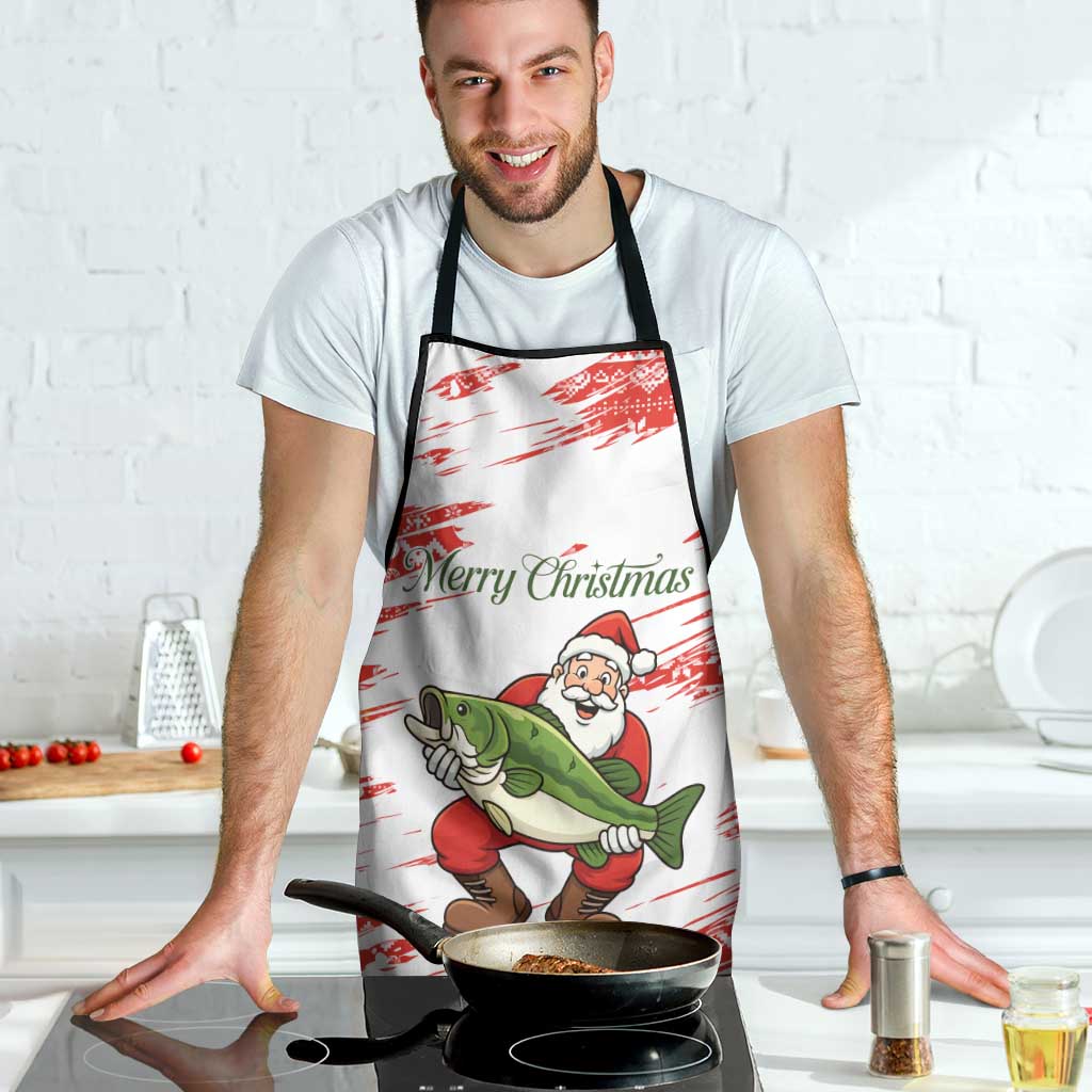 Christmas Fishing Apron with Santa Claus Fish Tree and Red Snowflake Pattern - Wonder Print Shop