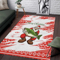 Christmas Fishing Area Rug with Santa Claus Fish Tree and Red Snowflake Pattern - Wonder Print Shop