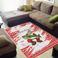 Christmas Fishing Area Rug with Santa Claus Fish Tree and Red Snowflake Pattern - Wonder Print Shop