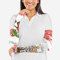 Christmas Fishing Arm Sleeves with Santa Claus Fish Tree and Red Snowflake Pattern - Wonder Print Shop