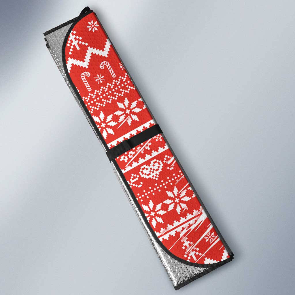 Christmas Fishing Auto Sun Shade with Santa Claus Fish Tree and Red Snowflake Pattern - Wonder Print Shop