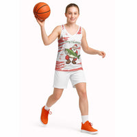 Christmas Fishing Basketball Jersey with Santa Claus Fish Tree and Red Snowflake Pattern - Wonder Print Shop