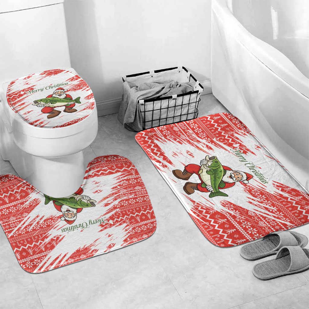 Christmas Fishing Bathroom Set with Santa Claus Fish Tree and Red Snowflake Pattern - Wonder Print Shop