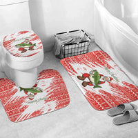 Christmas Fishing Bathroom Set with Santa Claus Fish Tree and Red Snowflake Pattern - Wonder Print Shop