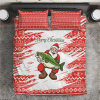 Christmas Fishing Bedding Set with Santa Claus Fish Tree and Red Snowflake Pattern - Wonder Print Shop