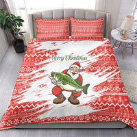 Christmas Fishing Bedding Set with Santa Claus Fish Tree and Red Snowflake Pattern - Wonder Print Shop