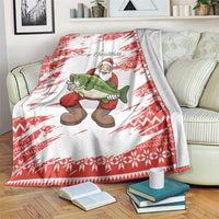 Christmas Fishing Blanket with Santa Claus Fish Tree and Red Snowflake Pattern - Wonder Print Shop