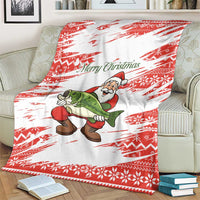 Christmas Fishing Blanket with Santa Claus Fish Tree and Red Snowflake Pattern - Wonder Print Shop