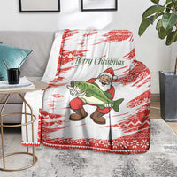 Christmas Fishing Blanket with Santa Claus Fish Tree and Red Snowflake Pattern - Wonder Print Shop