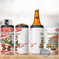 Christmas Fishing 4 in 1 Can Cooler Tumbler with Santa Claus Fish Tree and Red Snowflake Pattern - Wonder Print Shop