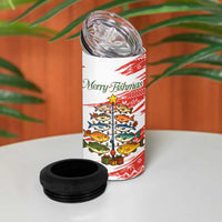 Christmas Fishing 4 in 1 Can Cooler Tumbler with Santa Claus Fish Tree and Red Snowflake Pattern - Wonder Print Shop