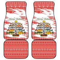 Christmas Fishing Car Mats with Santa Claus Fish Tree and Red Snowflake Pattern - Wonder Print Shop