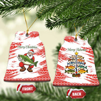 Christmas Fishing Ceramic Ornament with Santa Claus Fish Tree and Red Snowflake Pattern - Wonder Print Shop
