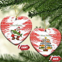 Christmas Fishing Ceramic Ornament with Santa Claus Fish Tree and Red Snowflake Pattern - Wonder Print Shop