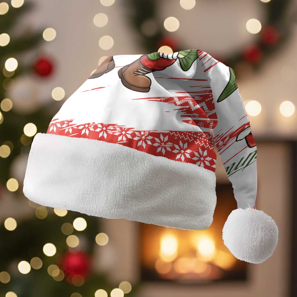 Christmas Fishing Christmas Santa Hat with Santa Claus Fish Tree and Red Snowflake Pattern - Wonder Print Shop