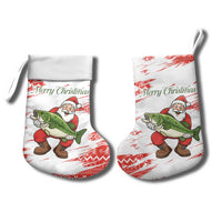 Christmas Fishing Christmas Stocking with Santa Claus Fish Tree and Red Snowflake Pattern - Wonder Print Shop