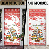 Christmas Fishing Door Cover with Santa Claus Fish Tree and Red Snowflake Pattern - Wonder Print Shop