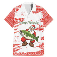 Christmas Fishing Family Matching Mermaid Dress and Hawaiian Shirt with Santa Claus Fish Tree and Red Snowflake Pattern - Wonder Print Shop