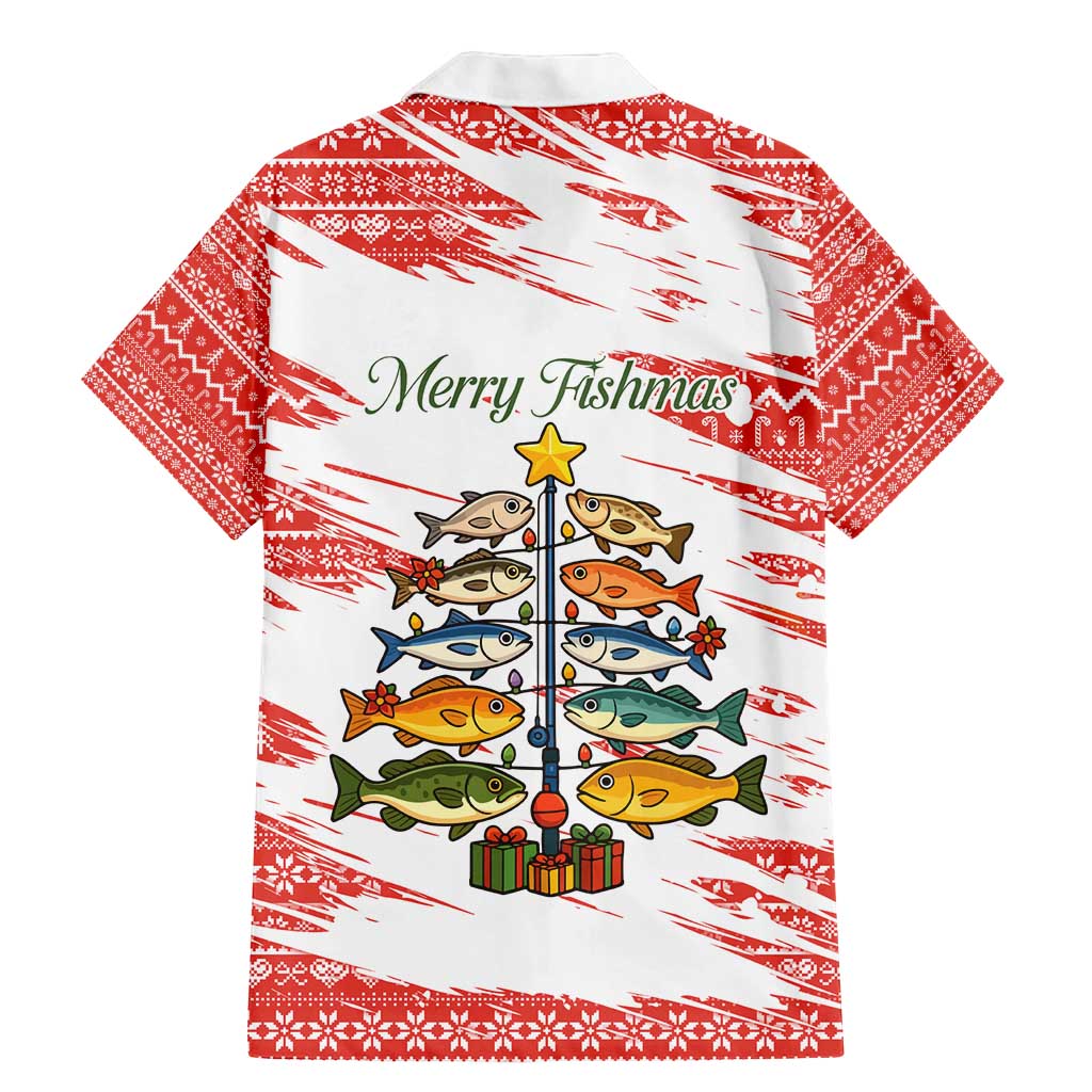 Christmas Fishing Family Matching Mermaid Dress and Hawaiian Shirt with Santa Claus Fish Tree and Red Snowflake Pattern - Wonder Print Shop
