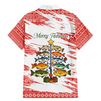 Christmas Fishing Family Matching Mermaid Dress and Hawaiian Shirt with Santa Claus Fish Tree and Red Snowflake Pattern - Wonder Print Shop
