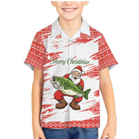 Christmas Fishing Family Matching Mermaid Dress and Hawaiian Shirt with Santa Claus Fish Tree and Red Snowflake Pattern - Wonder Print Shop