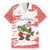 Christmas Fishing Family Matching Off The Shoulder Long Sleeve Dress and Hawaiian Shirt with Santa Claus Fish Tree and Red Snowflake Pattern - Wonder Print Shop