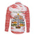 Christmas Fishing Family Matching Off The Shoulder Long Sleeve Dress and Hawaiian Shirt with Santa Claus Fish Tree and Red Snowflake Pattern - Wonder Print Shop