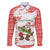 Christmas Fishing Family Matching Off Shoulder Maxi Dress and Hawaiian Shirt with Santa Claus Fish Tree and Red Snowflake Pattern - Wonder Print Shop