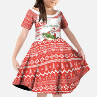 Christmas Fishing Family Matching Summer Maxi Dress and Hawaiian Shirt with Santa Claus Fish Tree and Red Snowflake Pattern - Wonder Print Shop