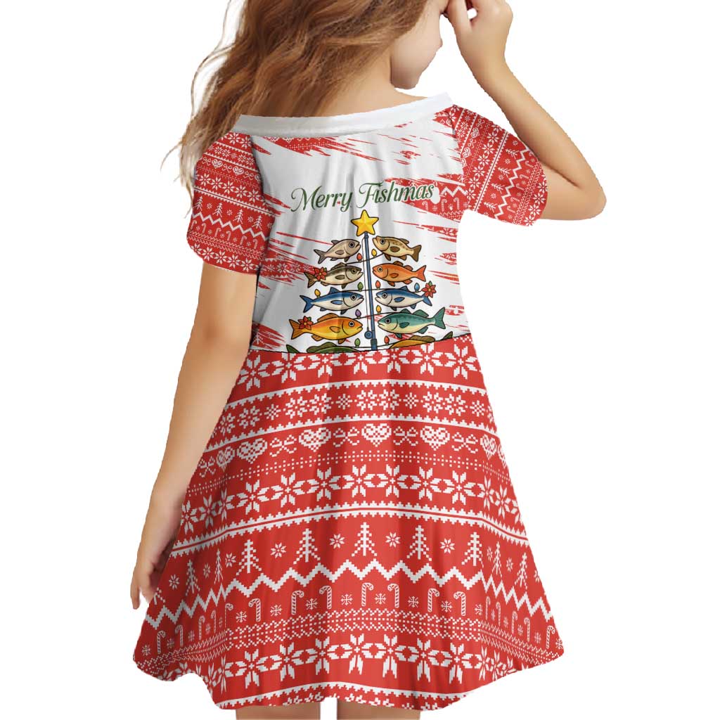 Christmas Fishing Family Matching Summer Maxi Dress and Hawaiian Shirt with Santa Claus Fish Tree and Red Snowflake Pattern - Wonder Print Shop