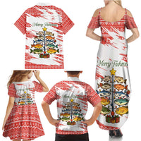 Christmas Fishing Family Matching Summer Maxi Dress and Hawaiian Shirt with Santa Claus Fish Tree and Red Snowflake Pattern - Wonder Print Shop