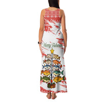 Christmas Fishing Family Matching Tank Maxi Dress and Hawaiian Shirt with Santa Claus Fish Tree and Red Snowflake Pattern - Wonder Print Shop