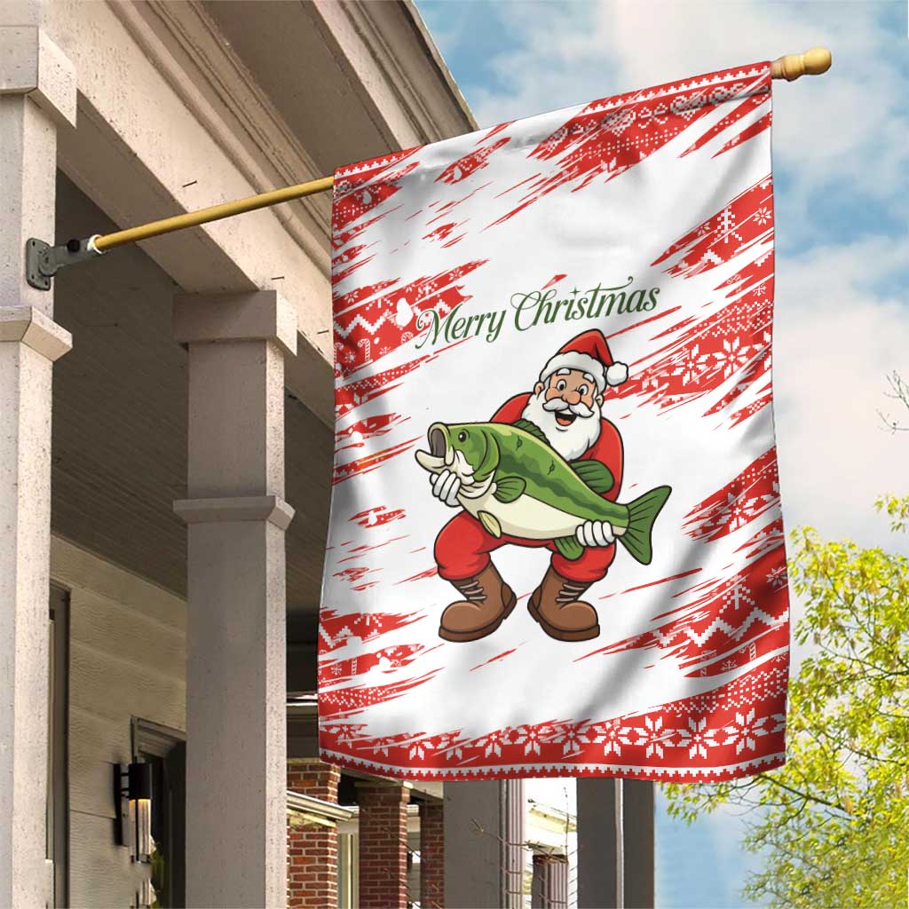 Christmas Fishing Garden Flag with Santa Claus Fish Tree and Red Snowflake Pattern - Wonder Print Shop