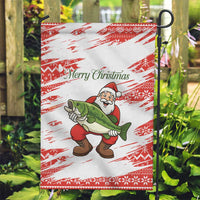 Christmas Fishing Garden Flag with Santa Claus Fish Tree and Red Snowflake Pattern - Wonder Print Shop