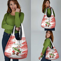 Christmas Fishing Grocery Bag with Santa Claus Fish Tree and Red Snowflake Pattern - Wonder Print Shop