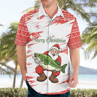 Christmas Fishing Hawaiian Shirt with Santa Claus Fish Tree and Red Snowflake Pattern - Wonder Print Shop