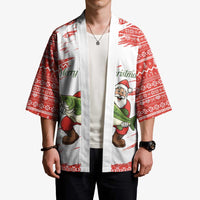 Christmas Fishing Kimono with Santa Claus Fish Tree and Red Snowflake Pattern - Wonder Print Shop