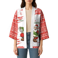 Christmas Fishing Kimono with Santa Claus Fish Tree and Red Snowflake Pattern - Wonder Print Shop