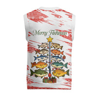 Christmas Fishing Christmas Knitted V-Neck Vest with Santa Claus Fish Tree and Red Snowflake Pattern - Wonder Print Shop