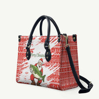 Christmas Fishing Leather Bag with Santa Claus Fish Tree and Red Snowflake Pattern - Wonder Print Shop