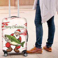 Christmas Fishing Luggage Cover with Santa Claus Fish Tree and Red Snowflake Pattern - Wonder Print Shop