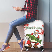 Christmas Fishing Luggage Cover with Santa Claus Fish Tree and Red Snowflake Pattern - Wonder Print Shop