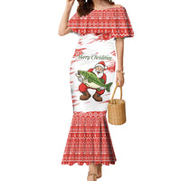 Christmas Fishing Mermaid Dress with Santa Claus Fish Tree and Red Snowflake Pattern - Wonder Print Shop