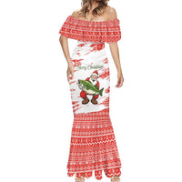 Christmas Fishing Mermaid Dress with Santa Claus Fish Tree and Red Snowflake Pattern - Wonder Print Shop