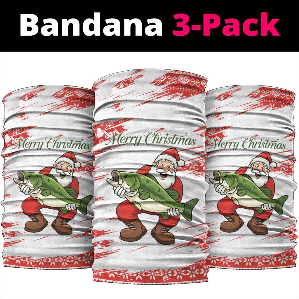 Christmas Fishing Neck Gaiter with Santa Claus Fish Tree and Red Snowflake Pattern - Wonder Print Shop